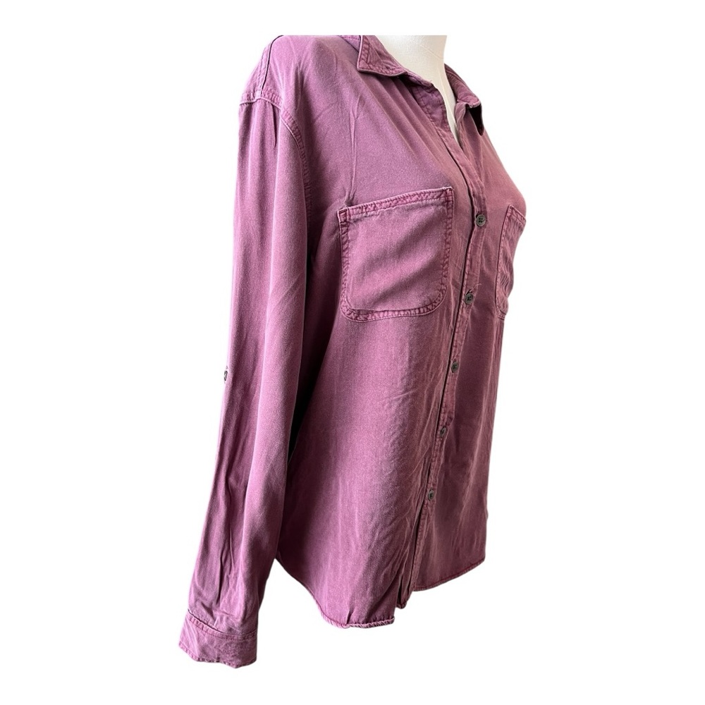 Rock & Republic Purple Utility Button-Up Blouse Size Large - Picture 5 of 7